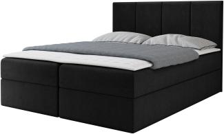 Boxspringbett Rebos, Schwarz, 140x200 cm