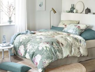 Irisette Magic Mako-Satin Bettwäsche 135x200 Rosen Wende grau rosa 8858-30
