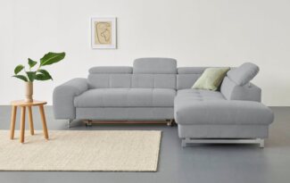 COTTA Ecksofa Chef L-Form, mit Kopfteilverstellung, edle Metallkufen, wahlweise mit Bettfunktion
