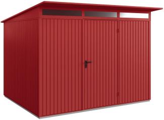 Hörmann Metall-Gerätehaus Berry Classic mit Pultdach Typ 3, 313 x 283 cm, purpurrot, 8,9 m²,1-flüglige Tür