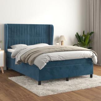 vidaXL Boxspringbett mit Matratze Dunkelblau 140x200 cm Samt 3129337