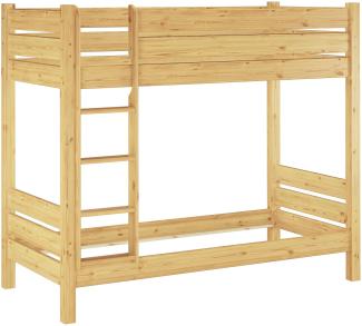 Erst-Holz Etagenbett mit waagrechten Balken, Kiefer, Natur 90x220 Bett