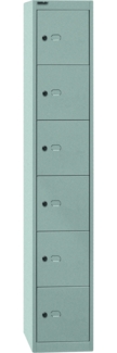 Bisley Garderobenschrank Office mit Schloss aus Stahlblech, 6 Fächer - Schließfächer einzeln abschließbar, Schließfachschrank - Tiefe: 45,7 cm - Farbe: silber, CLK186-355