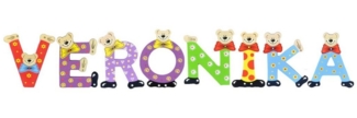 Playshoes Deko-Buchstaben (Set, 8 St), Kinder Holz-Buchstaben Namen-Set "VERONIKA" in bunten Farben