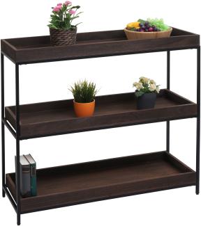 Regal HWC-K71, Standregal Pflanzregal Bücherregal, Holz Metall 3 Ablagen 90x100x35cm ~ dunkelbraun