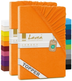Lavea Spannbettlaken Maya, in Gr. 60x140, 90x200, 120x200, 140x200, 180x200 oder 200x220 cm, Baumwolle, Gummizug: rundum, (2 Stück), Jersey Spannbetttuch für Topper, Boxspring- und Wasserbetten