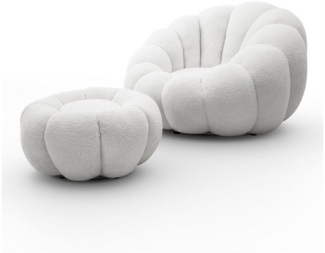 Lookway Drehsessel FLUFFY mit Fußhocker Bequemer Relaxsessel für Wohnzimmer (1x Sessel 1x Fußhocker), Drehsessel