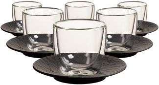 Villeroy & Boch Manufacture Rock Espressoglas mit Untertasse 60 ml 6er Set schwarz