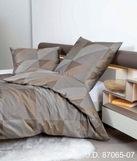 Janine J.D. Mako-Satin Bettwäsche 155x220 Rauten Dreieck taupe braun 87065-07