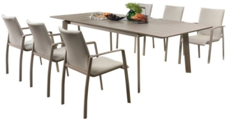 IDIMEX Garten-Essgruppe VERANO, Gartenmöbel Set mit ausziehbarem Tisch und 6 Stühlen champagner