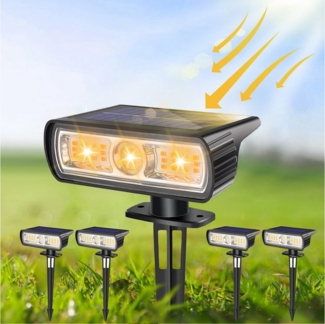 MUPOO LED Gartenstrahler LED Solarleuchte Solarlampe fur Außen,Warmweiß,4er Set, Solarstrahler mit 2 Modi,für Hof Garten Weg Gehweg