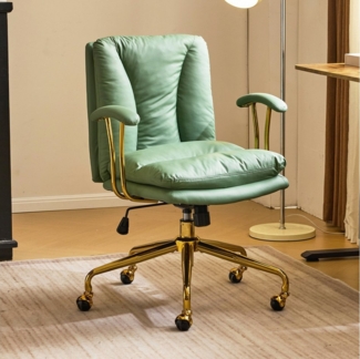 VINGLI Bürostuhl Ergonomisch, Schreibtischstuhl mit Goldenen Armlehnen, Chefsessel