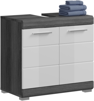 Waschbeckenunterschrank Stirling / Scout, Holzwerkstoff, Grau, Weiß, 60 x 56 x 34 cm