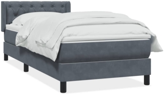 vidaXL Boxspringbett mit Matratze Dunkelgrau 80x210 cm Samt 3318346