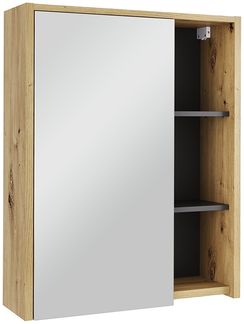 Badspiegelschrank Viola Artisan/Grau 60 x 75 cm mit offenen Regalen Vicco
