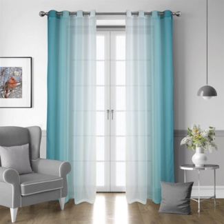 BYSURE Gardine (2 St), Ösen, halbtransparent, Voile, Vorhänge mit Farbverlauf