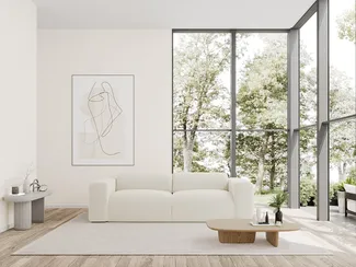 Vente-unique - POGNI Sofa Stoff Weiß - B 97 cm x H 73 cm x L 245 cm