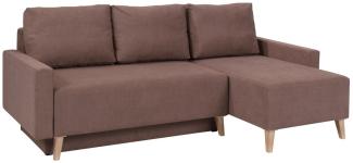 Ecksofa Schlafsofa KALMAR Braun Ottomane Rechts