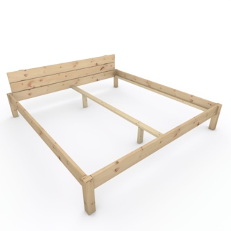 Pfostenbett "metallarm" Zirbe Holzbett "Daybett" 200 x 210cm 38cm Doppelbett