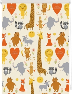 Seitenzugrollo Klemmfix Digital Cute Animals, LICHTBLICK ORIGINAL, verdunkelnd, ohne Bohren, freihängend, Klemmfix, bedruckt