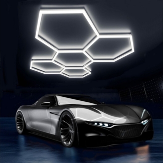 oyajia LED Dekolicht 14er-Pack Hexagon LED Deckenleuchte Werkstatt Garage Waben Beleuchtung, 192W, LED fest integriert, Kaltweiß, Sechseckige LED-Leuchte für Garage, Studio, Lager, Auto-Detailing-Shop