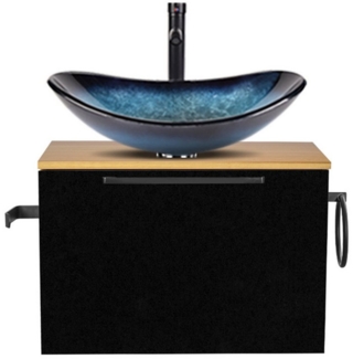 Puluomis Badezimmer-Set Waschbeckenunterschrank 60cm mit Waschbecken, (mit Handtuchring, Klopapierhalter)