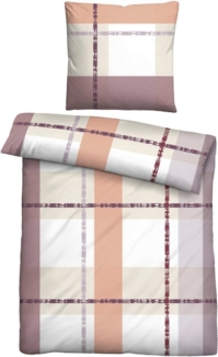 Traumhaft schlafen - Castell - Markenbettwäsche Nicki Bettwäsche 0380746 KARO-STREIFEN-MIX, altrosa, 1x 135x200 cm + 1x 80x80 cm