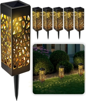 BlingBin LED Gartenleuchte Solarlampen für Außen Garten Beleuchtungs Peripherem Hohlraumdesign, Beleuchtungs Fahrstraßen für Rasen, LED Fest Integriert, Warmweiße, Auto EIN/AUS Led Solar Beleuchtung Gartenleuchten, 6 Stück