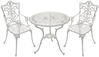 Bistroset Jugendstil 3-teilig, Aluguss weiss