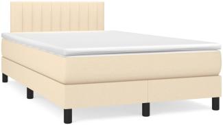 vidaXL Boxspringbett mit Matratze & LED Creme 120x190 cm Stoff 3270058