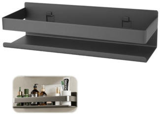 BlingBin Gewürzregal Wand, Gewürzregal Hängend, Küchenregal Wand Ohne Bohren, 30cm, 1er Set 1-tlg, Gewürzregale aus Metall, Wand für Küche, Schrank, Badezimmer, Grau