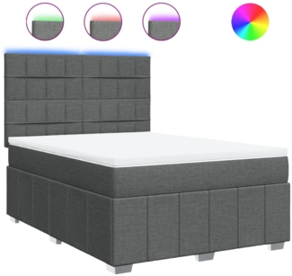 vidaXL Boxspringbett mit Matratze Dunkelgrau 140x190 cm Stoff 3293964