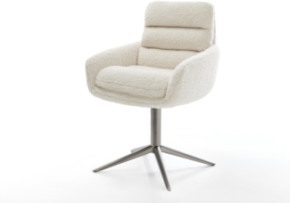 Drehstuhl Abelia-Flex mit Armlehnen Teddystoff Beige Fußkreuz Graphit 360° drehbar Wippfunktion