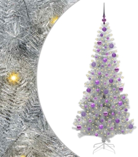 vidaXL Weihnachtsbaum mit 300 LEDs mit Ständer Silber 180 cm Haustier 3396680