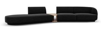 Micadoni Modulares Sofa Miley 4-Sitzer mit 1 Armlehne Links Chenille Schwarz