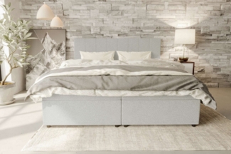 99rooms Boxspringbett Kira (Schlafzimmerbett, Bett), 140/160/180/200x200 cm, Strukturstoff NEVE, mit Topper, Frontauszüge