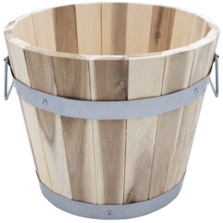 Spetebo Pflanzkübel Holz Pflanzeimer mit Griffen - 28x23 cm (Packung, 1 St, 1 tlg), Garten Deko Blumentopf