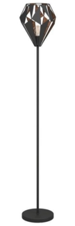 Eglo 49994 Stehleuchte Vintage CARLTON 1 Stahl schwarz, kupfer E27 3X40W H:152,5cm Ø25,5cm mit Fußtrittschalter