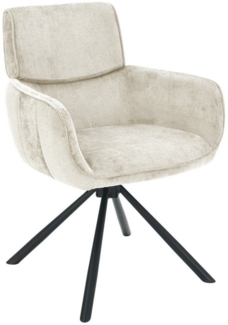 riess-ambiente Drehstuhl UNIQUE champagner beige · Esszimmerstuhl aus Chenille mit Metallbeinen (Einzelartikel, 1 St), Armlehnen · 180° drehbar · Rückholmechanik · Sterngestell · Retro