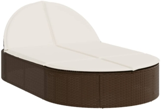 vidaXL Doppel-Sonnenliege mit Auflagen Braun Poly Rattan 368647