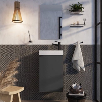 welltime Badmöbel-Set Badmöbel-Set Gesa, Schrank mit Waschbecken und Spiegel, wandhängend, Waschbeckenunterschrank mit Wachbecken und Spiegel