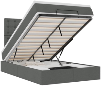 vidaXL Ottoman-Bett mit Matratze & LEDs Dunkelgrau 120x200 cm Stoff 3314163