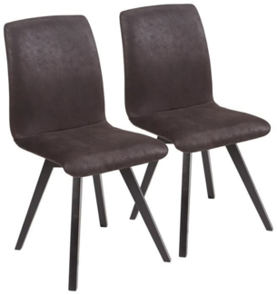 Polsterstuhl (2er-Set) Delphine aus Massivholz 48 x 56 x 92 Esszimmerstuhl massiv Schwarz/Braun 12136