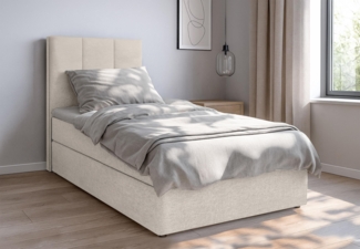 AX LIVING Bett mit Bettkasten 90x200 cm Argentaro graues Boxspringbett