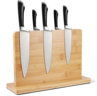 BlingBin Magnet-Messerblock Holz Unbestückte Messerblöcke, Doppelseitiger Messerhalter (1tlg), platzsparender Messerhalter, robuste Magnetkraft, für alle Messerarten