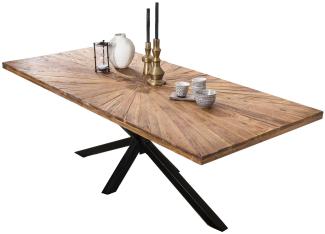 TABLES&Co Tisch 180x100 Teak Natur Metallgestell Schwarz