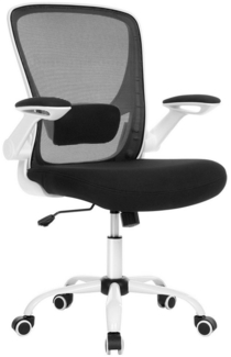 Songmics ergonomischer Bürostuhl, klappbare Armlehne, 360° Drehstuhl, verstellbare Lendenstütze, platzsparend, schwarz-weiß