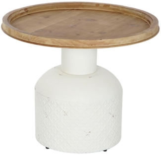DKD Home Decor Beistelltisch, Weiß, natürliches Metall, Fichte 61,5 x 61,5 x 51 cm