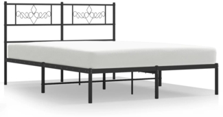 vidaXL Bettgestell mit Kopfteil, Metall, Schwarz, 150x200 cm