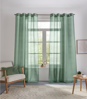 Bruno Banani Gardine Linus, Ösen (1 St), halbtransparent, 1 Schal, eingewebte Querstreifen